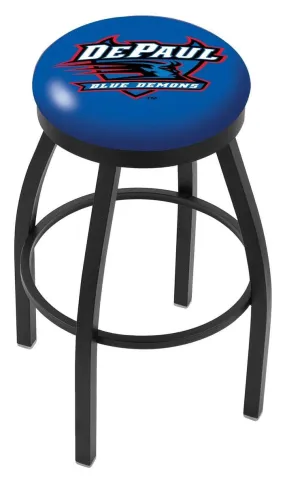 DePaul Blue Demons HBS Black Swivel Bar Stool with Blue Cushion