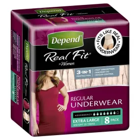 Depend® Real-Fit Underwear for Women - XLarge pack of 8 pcs