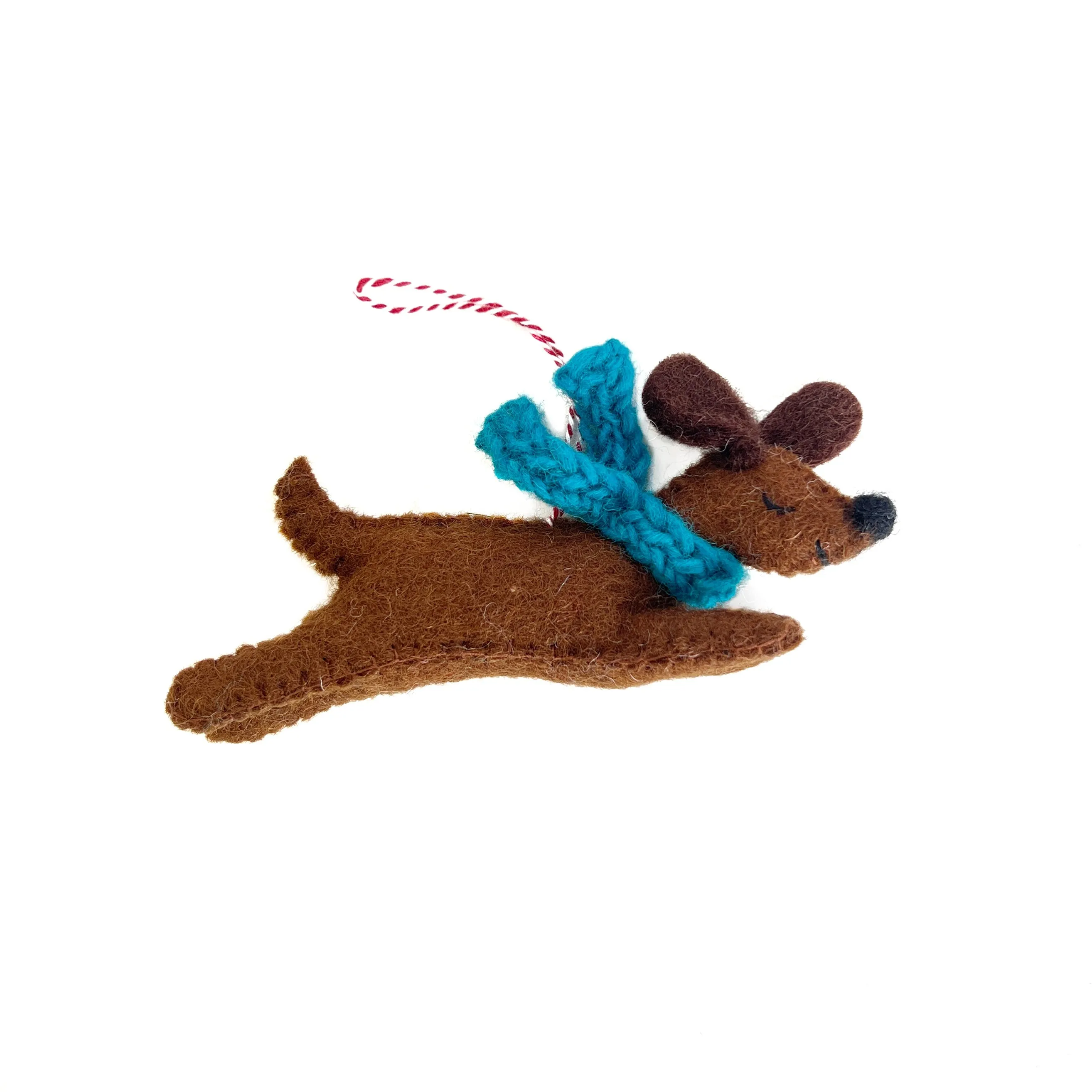 Dog Jumping Ornament, Felt Wool