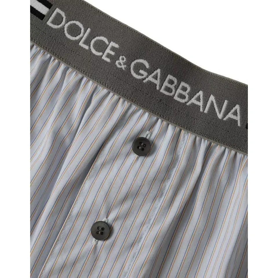 Dolce & Gabbana Gray Stripes Cotton Blend Boxer Shorts Underwear