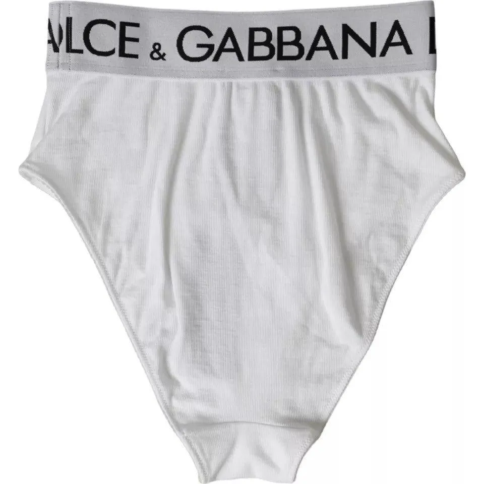 Dolce & Gabbana White Cotton Stretch Branded Logo Underwear