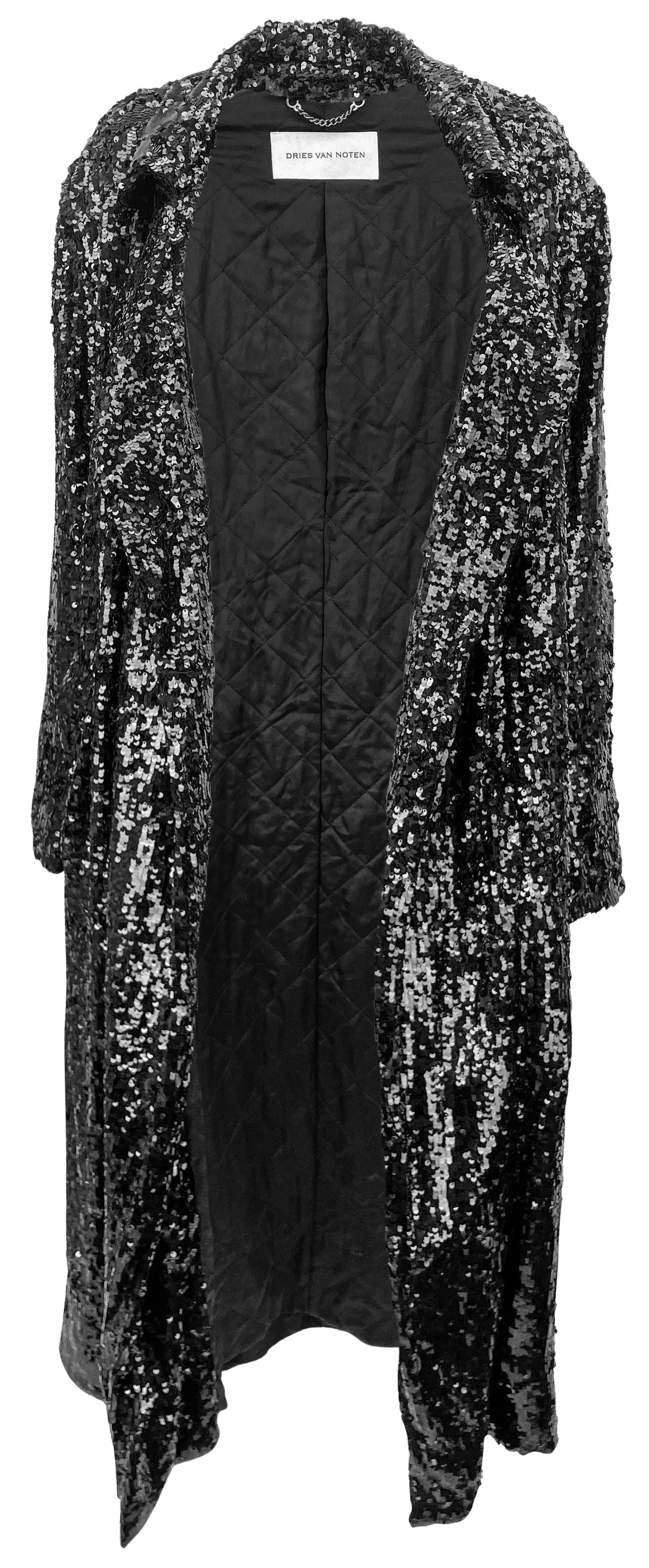 Dries Van Noten Ronas Sequin Embellished Coat in Black