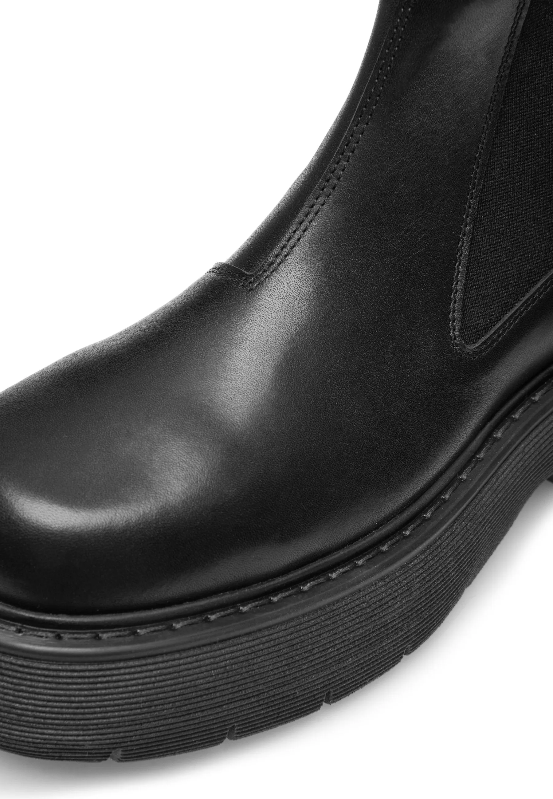 Ella Black Leather Chelsea Boots