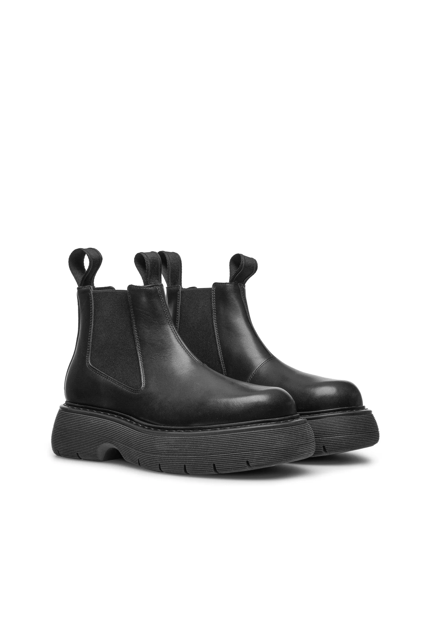 Ella Black Leather Chelsea Boots