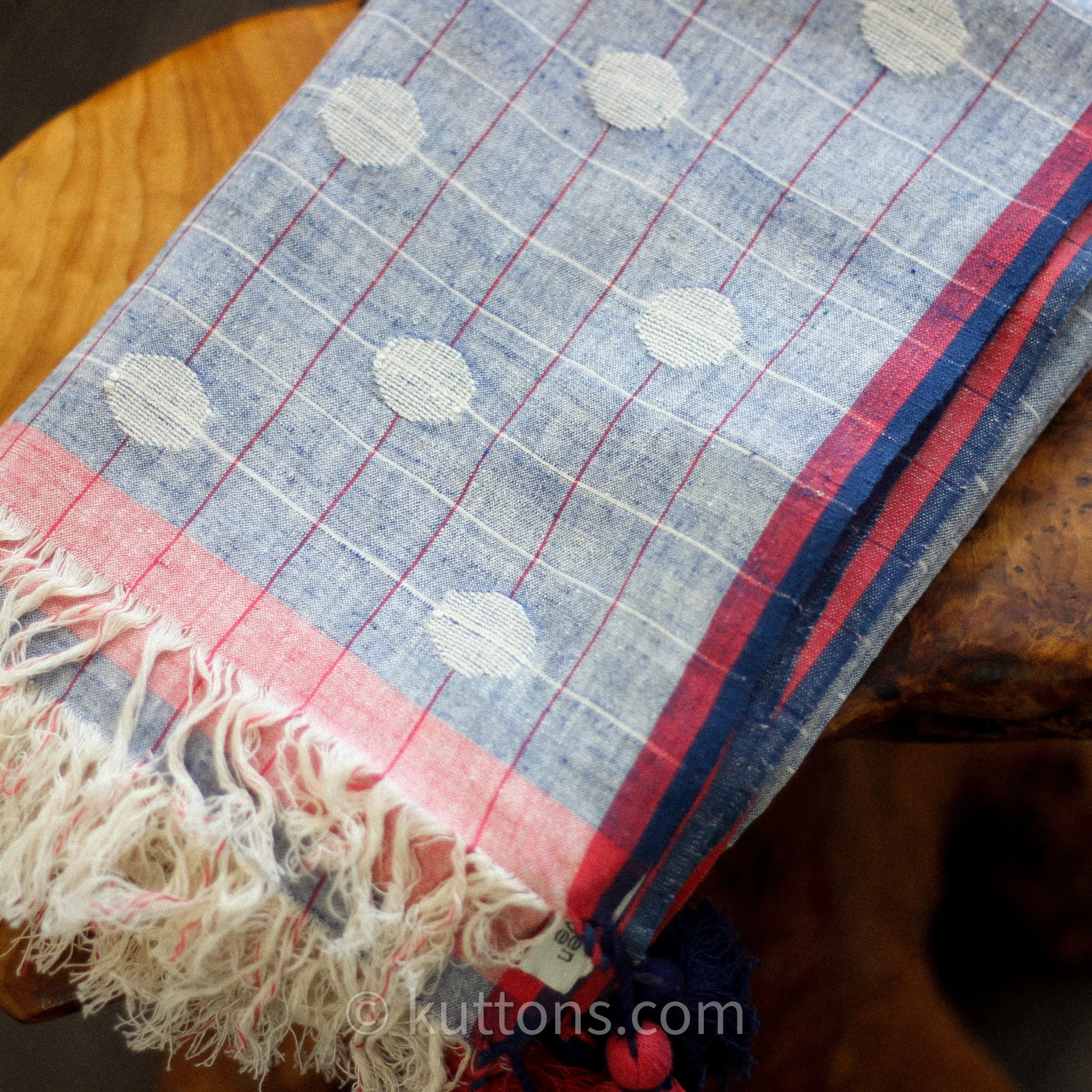 Ethically Sourced Beautiful Cotton Wrap - Handcrafted by Women Artisans in India | Pink-Blue, 30x86"