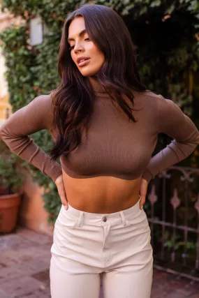 Eva Brown Crop Turtleneck