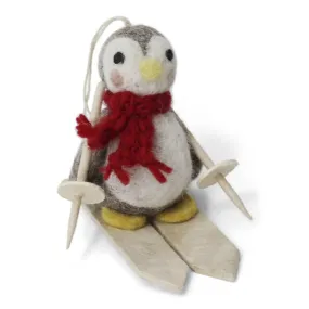 Felt Christmas Tree Decoration - Penguin on Ski's