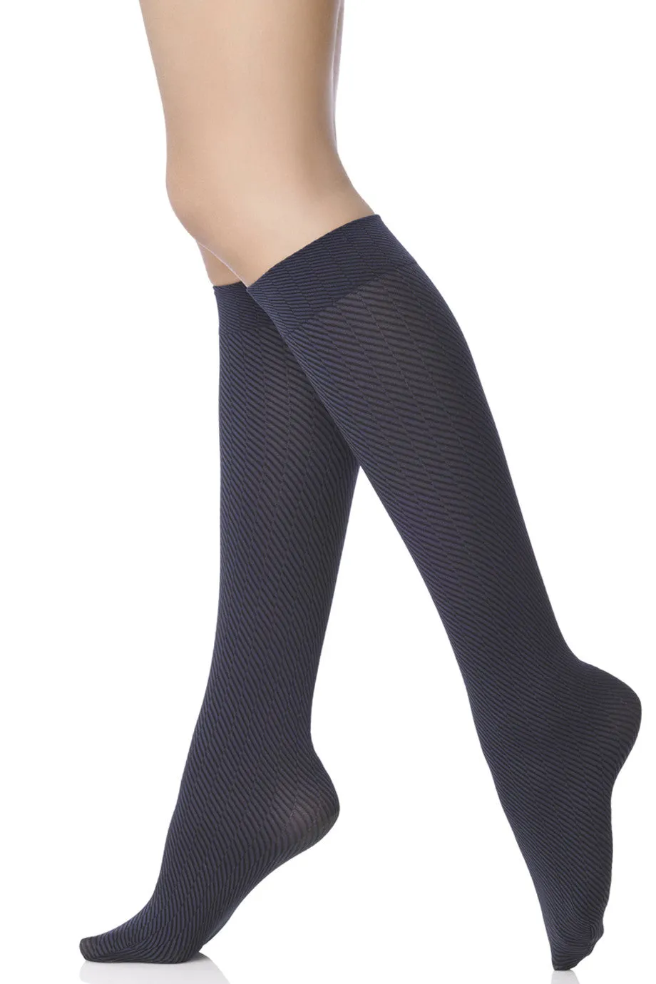 FOGAL 387 FUN Chevron Knee Highs 322 Laque