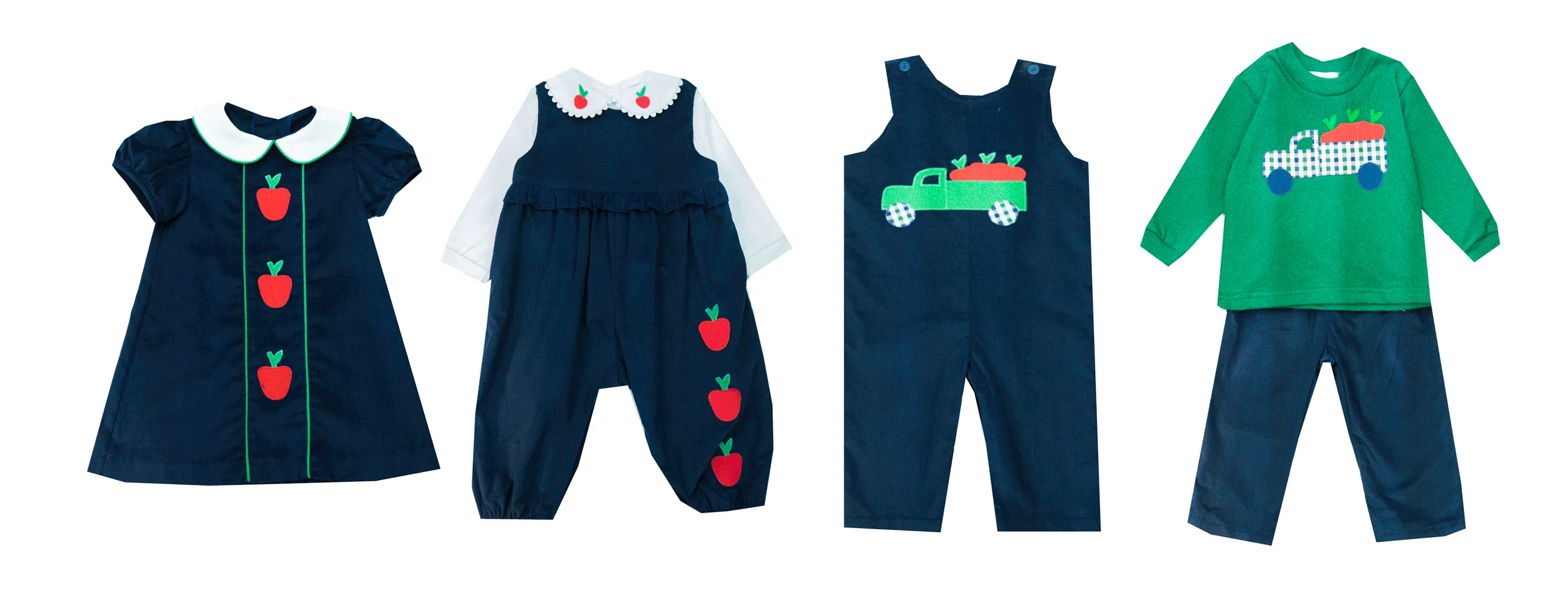 Funtasia Too Navy Corduroy Apple Romper