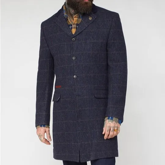 Gibson Navy Shetland Herringbone Overcoat