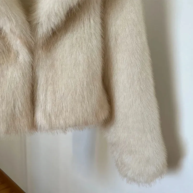 Gradient Cropped Fluffy Fur Jacket Coat eco pelliccia donna