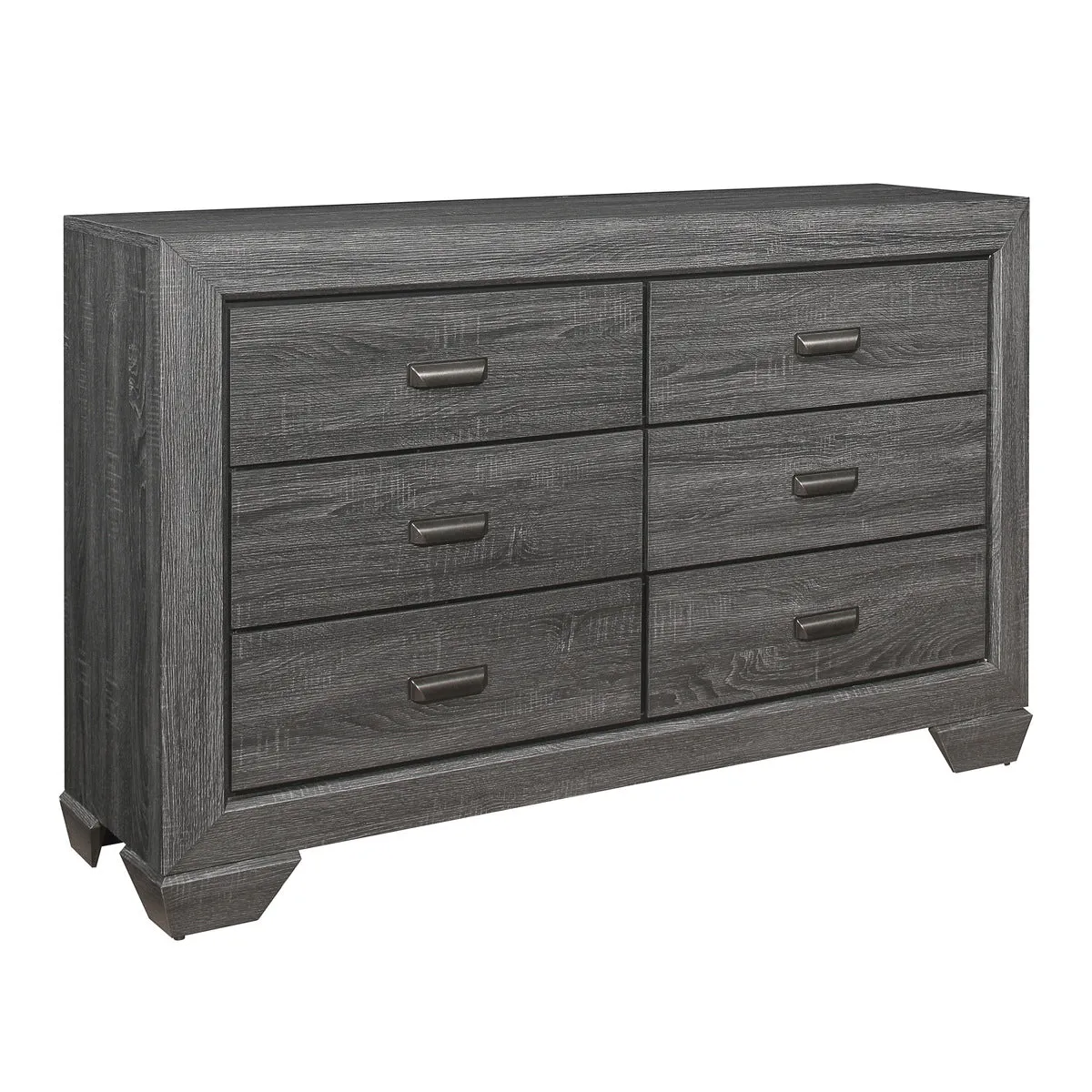 Gray 6-Drawer Dresser with Metal Glides