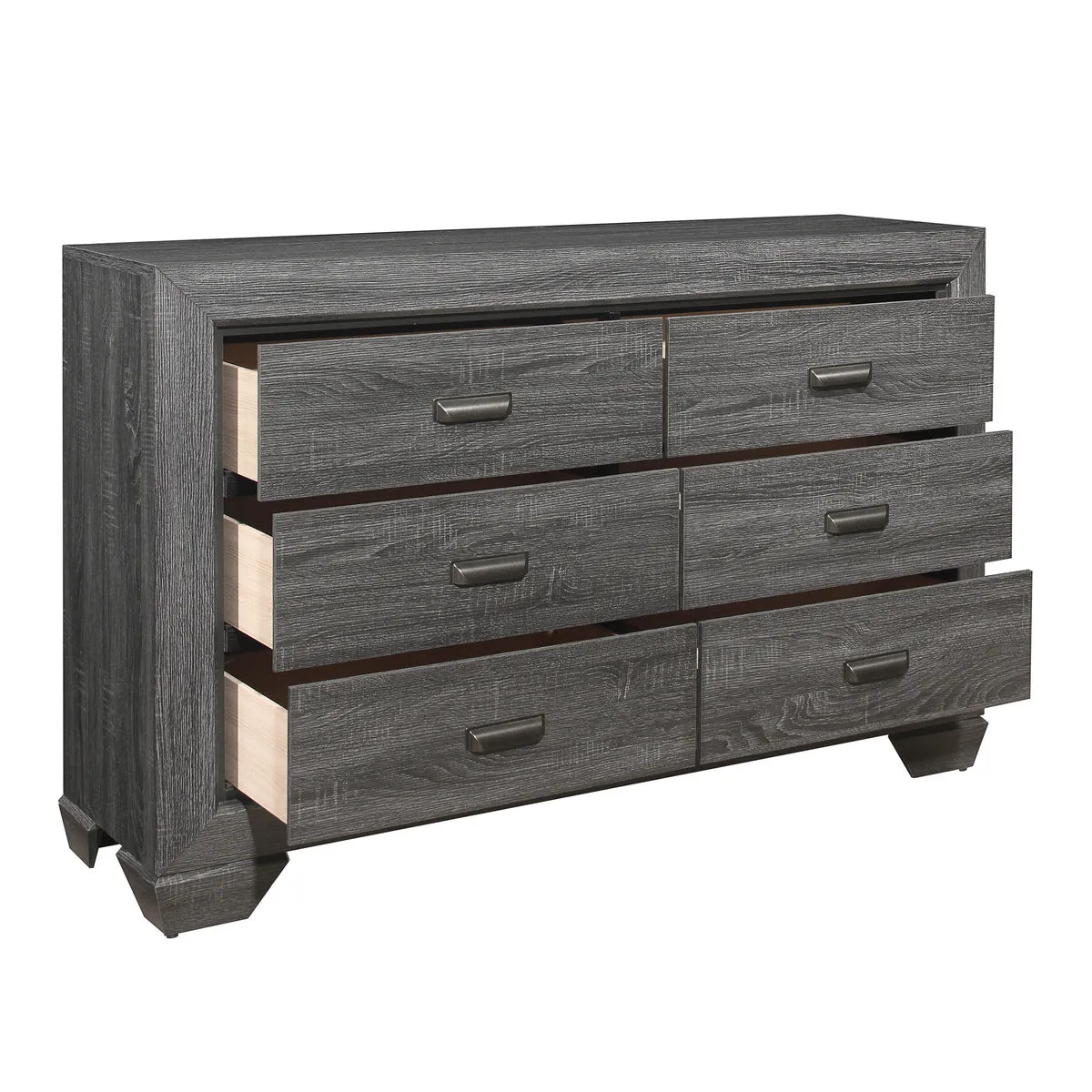 Gray 6-Drawer Dresser with Metal Glides