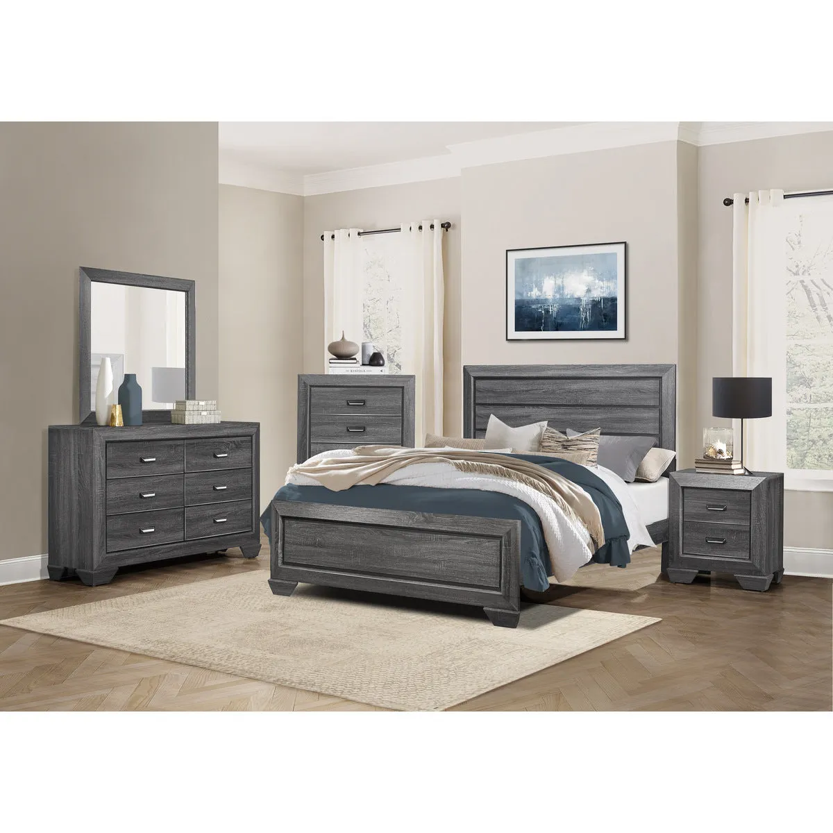 Gray 6-Drawer Dresser with Metal Glides