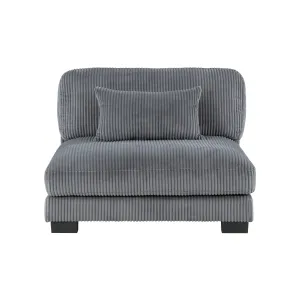 Gray Corduroy Armless Chair with Adjustable Back & Reversible Cushions