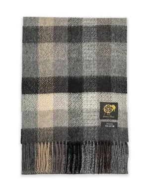 Grey Check Wool Scarf