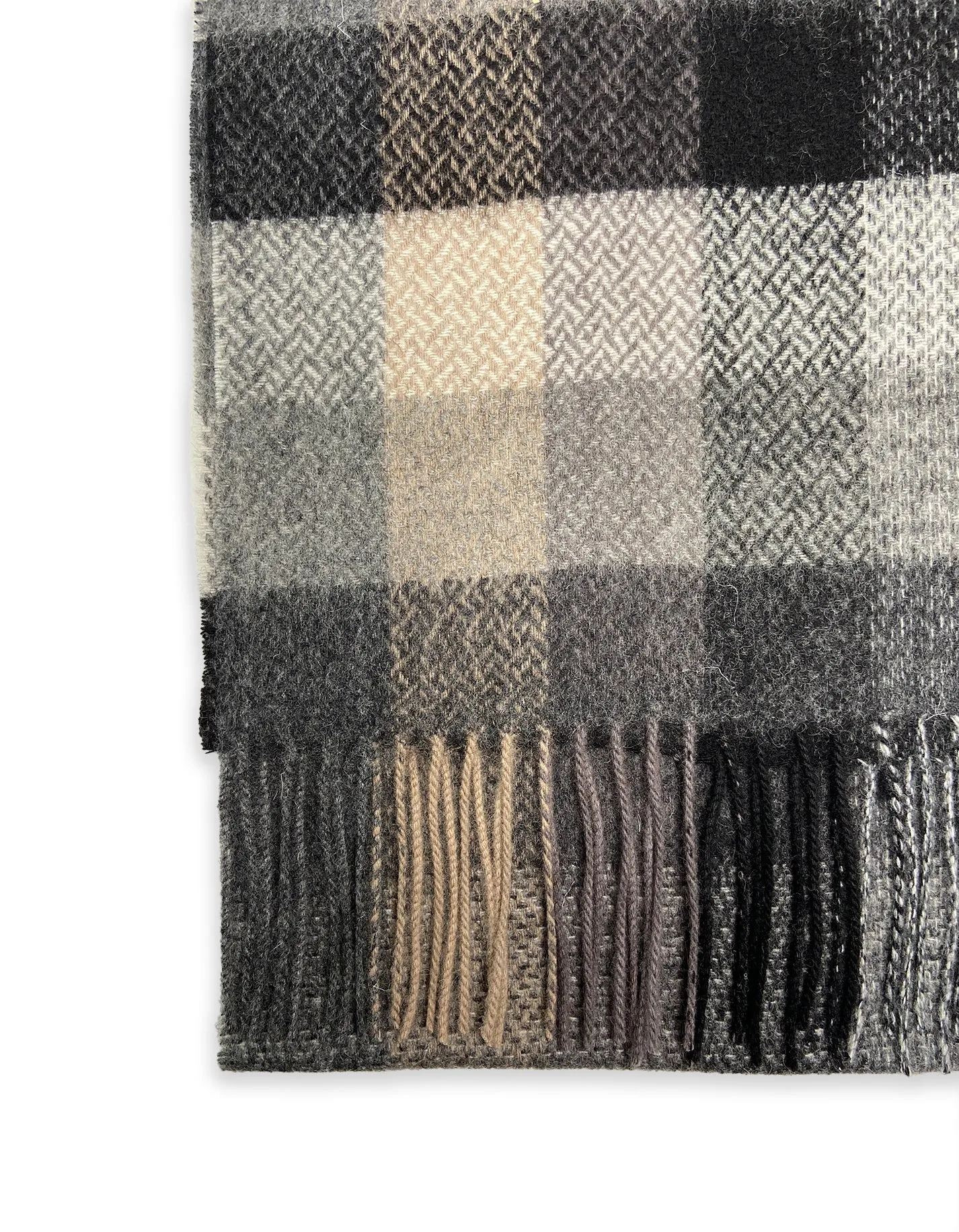 Grey Check Wool Scarf