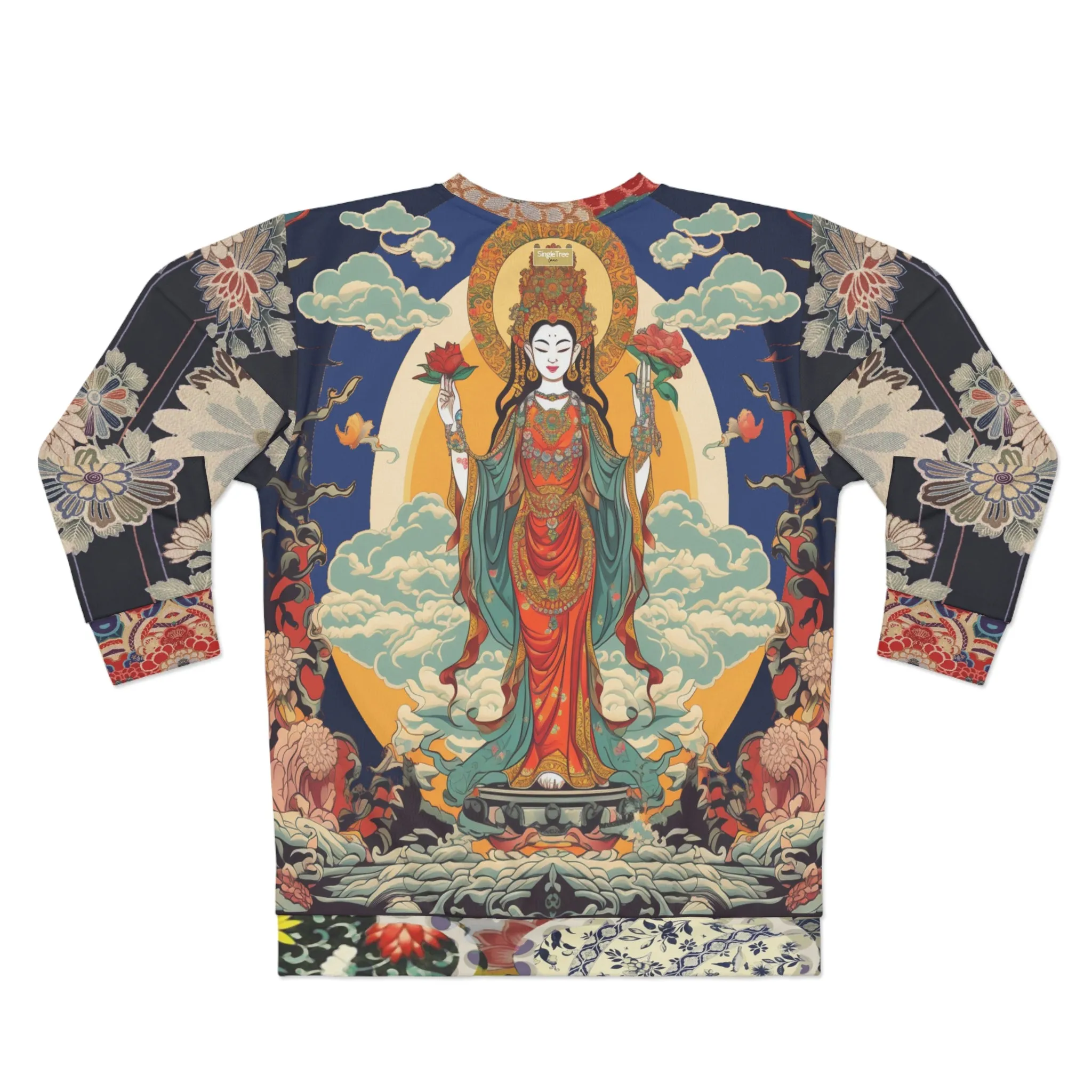 Guan Yin Compassion Goddess in Blue Unisex Sweatshirt