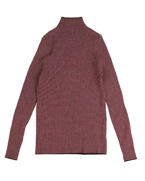 HKN550-STRIPPED RIBBED TURTLENECK-Raspberry