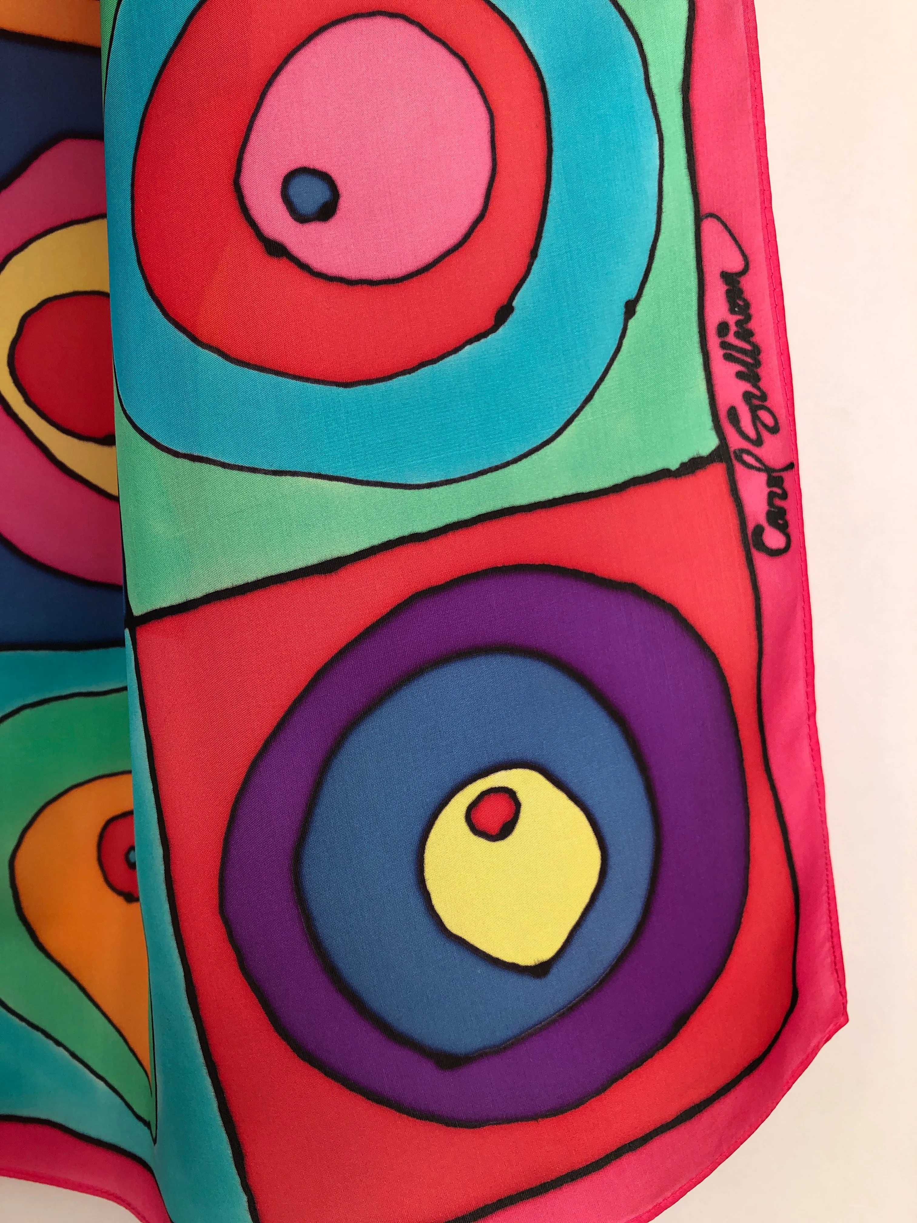 “Hot Kandinsky" - Hand-dyed Silk Scarf - $135