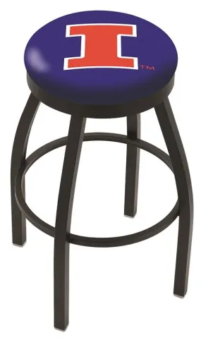 Illinois Fighting Illini HBS Black Swivel Bar Stool with Blue Cushion