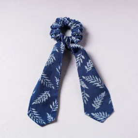 Indigo Block Print Cotton Elastic Hair Bands/Scarf Ponytail Holder/Scrunchie Ties