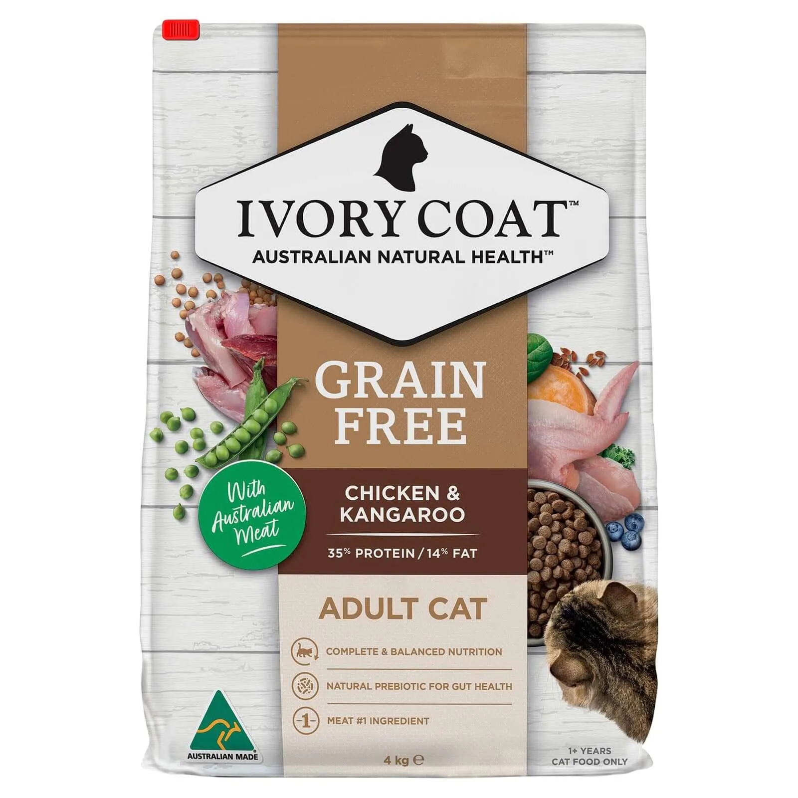 Ivory Coat Grain-Free Indoor Dry Cat Food - Chicken & Kangaroo 4KG