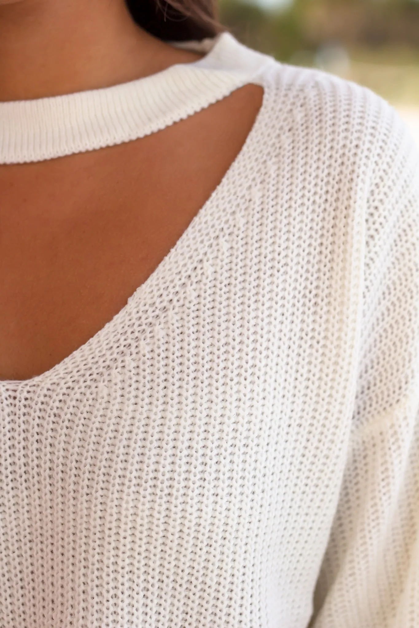 Ivory Keyhole Neck Sweater