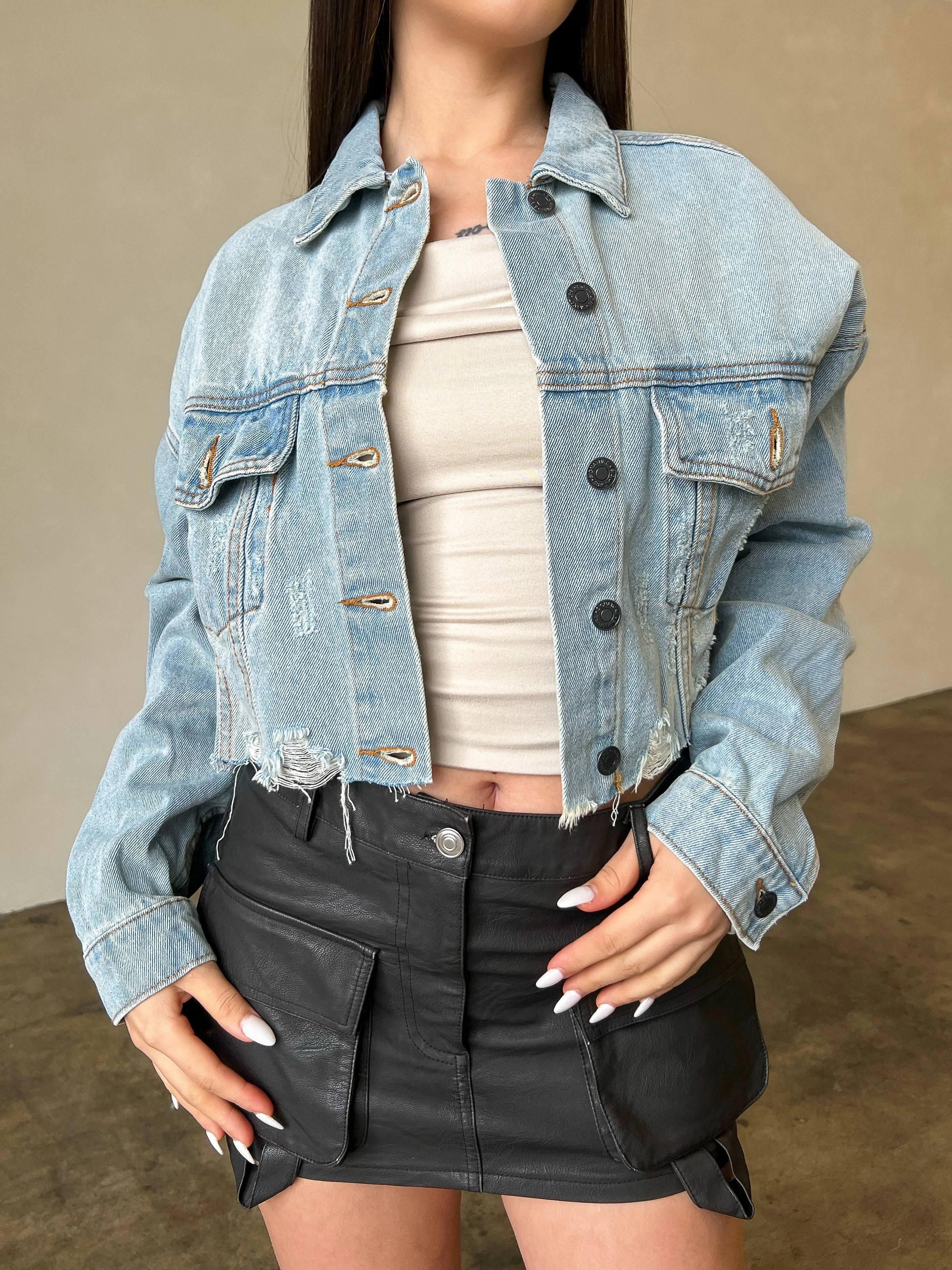 Jasmine Denim Crop Jacket (Medium Denim)