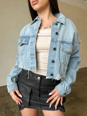 Jasmine Denim Crop Jacket (Medium Denim)