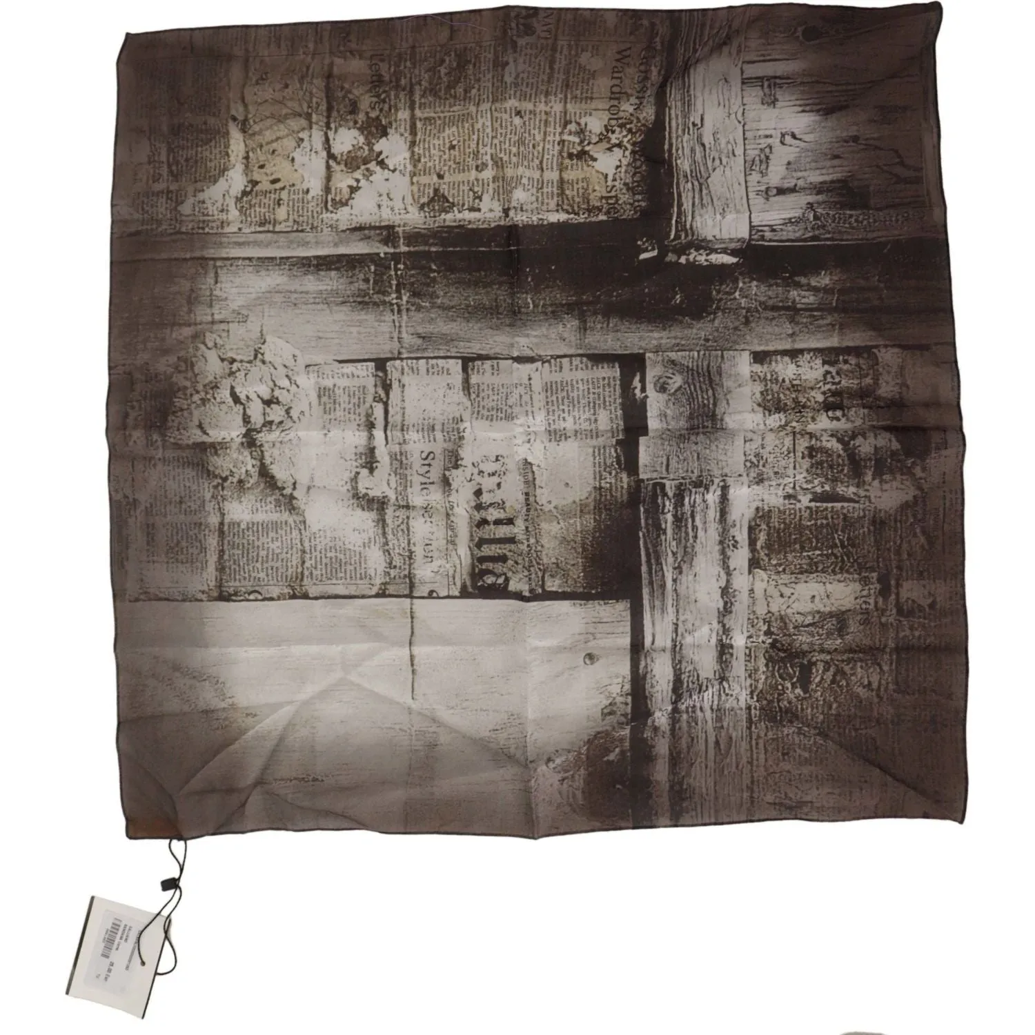 John Galliano Elegant Newspaper Print Cotton Scarf