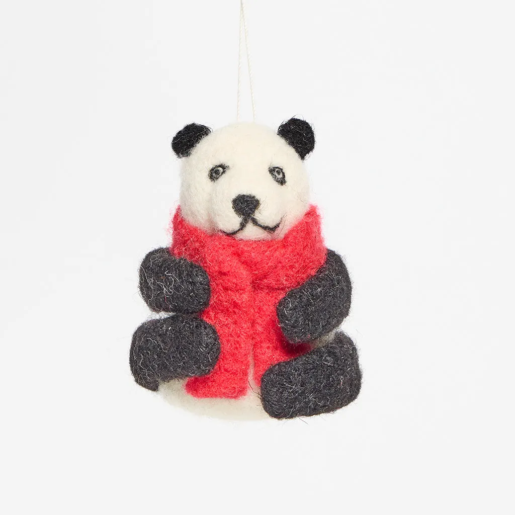 Jolly Red Scarf Panda Ornament