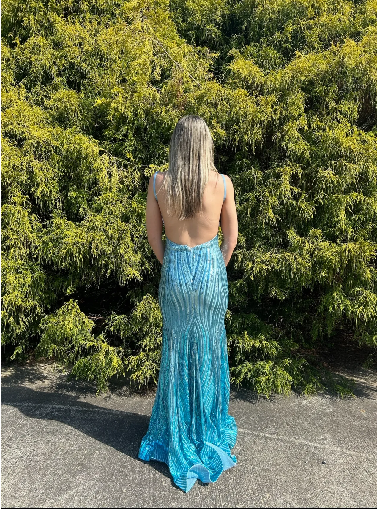 JOVANI 07627 Turquoise Sequin Backless Dress