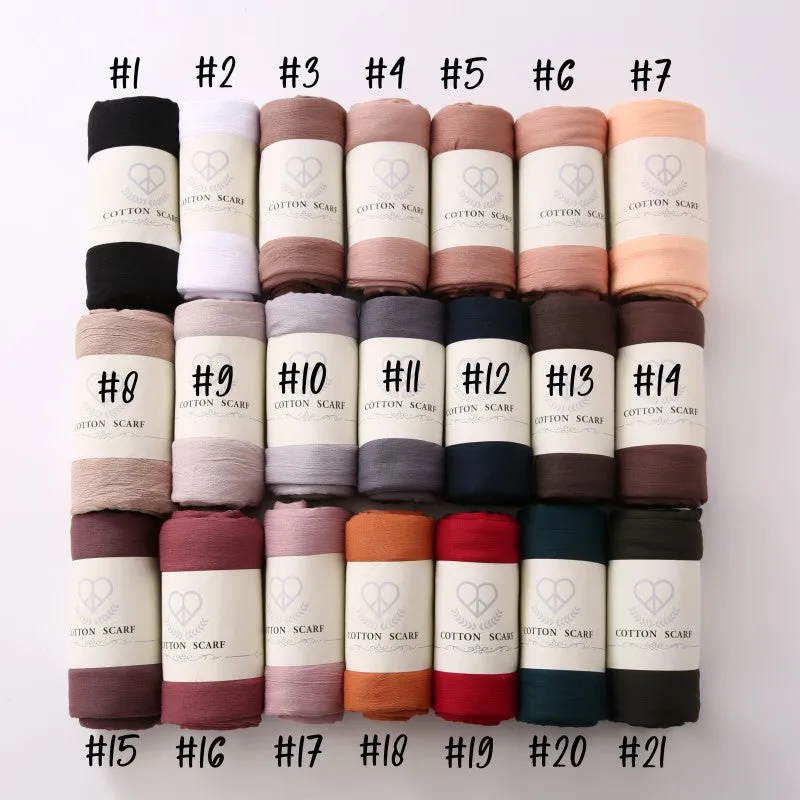 JSA167   Micro elastic crepe cotton blend rayon scarf sold 37 colors across Europe and the United