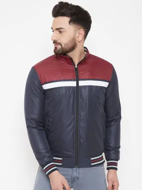 JUMP USA Men Navy Blue Colourblocked Padded Jacket