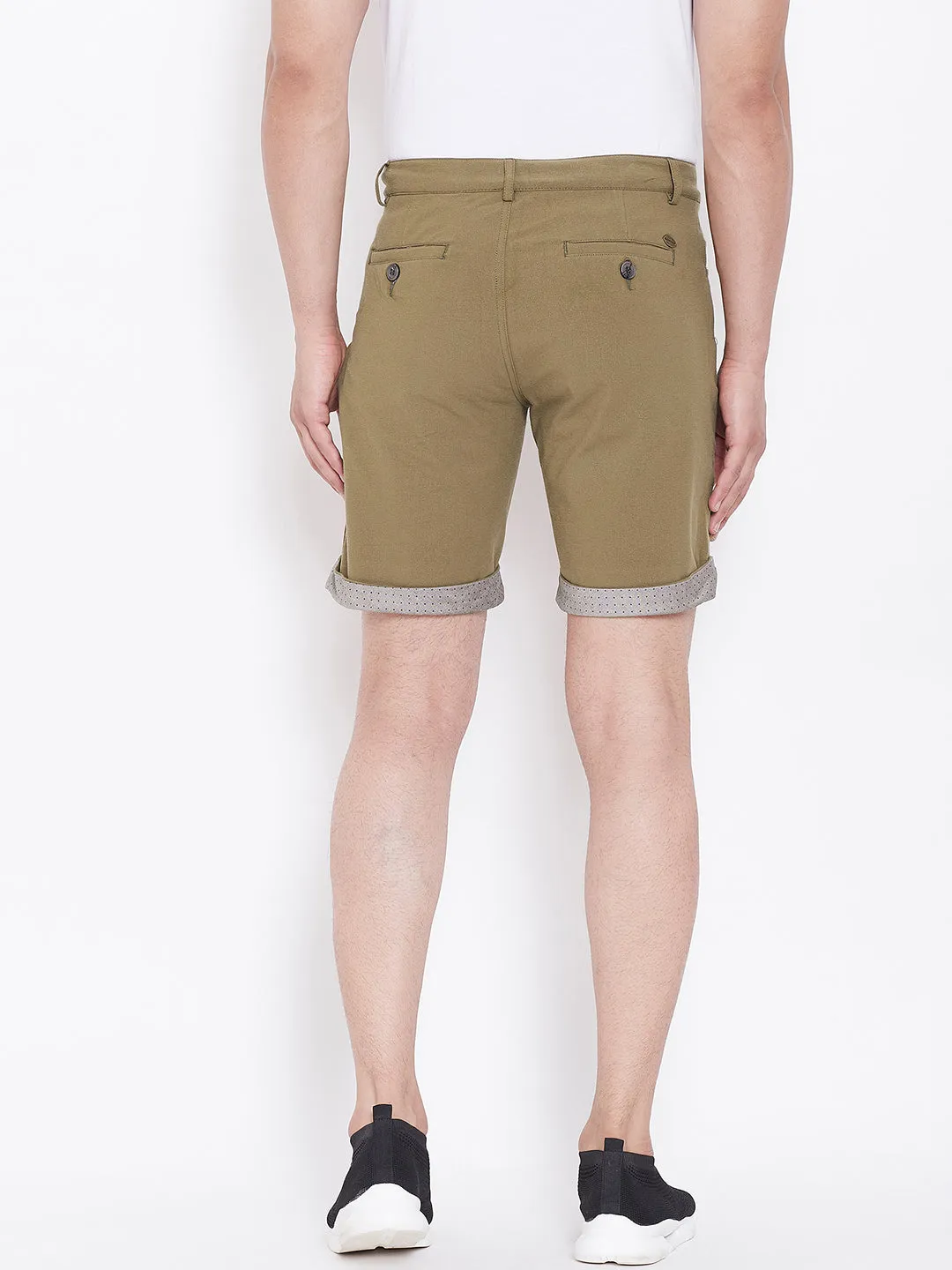 JUMP USA Men Olive Green Solid Casual Chinos Shorts