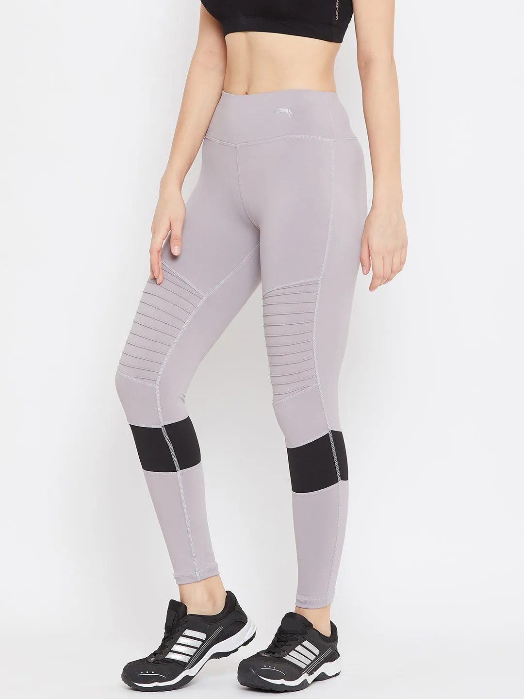 JUMP USA Women Grey Solid Active Wear Tights