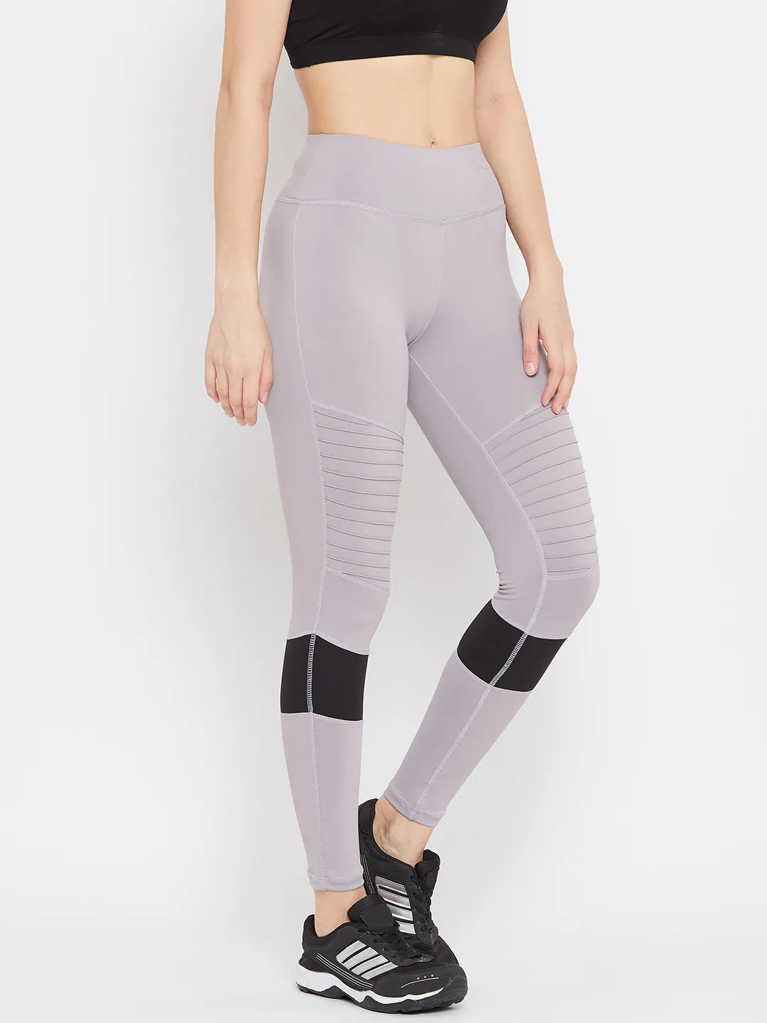 JUMP USA Women Grey Solid Active Wear Tights