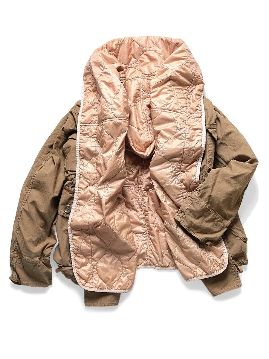 Kapital Uneven dyed nylon quilted lining ring coat jacket