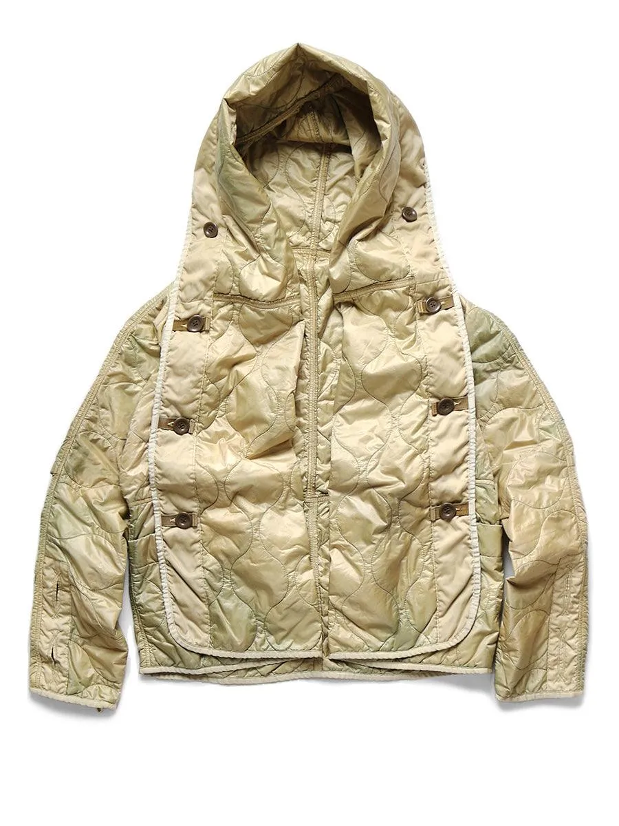 Kapital Uneven dyed nylon quilted lining ring coat jacket