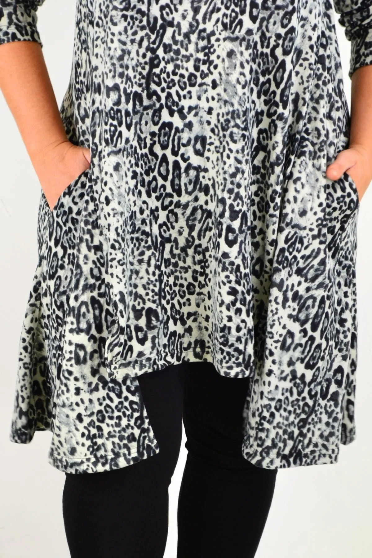 Leopard Print Fleece Tunic Dress