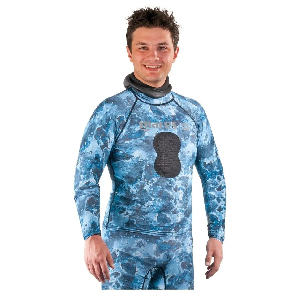 Mares Camo Blue Rash Guard Top with Chest Pad