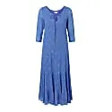 Marina Blue Crystal Organic Cotton Embroidered Midi Dress