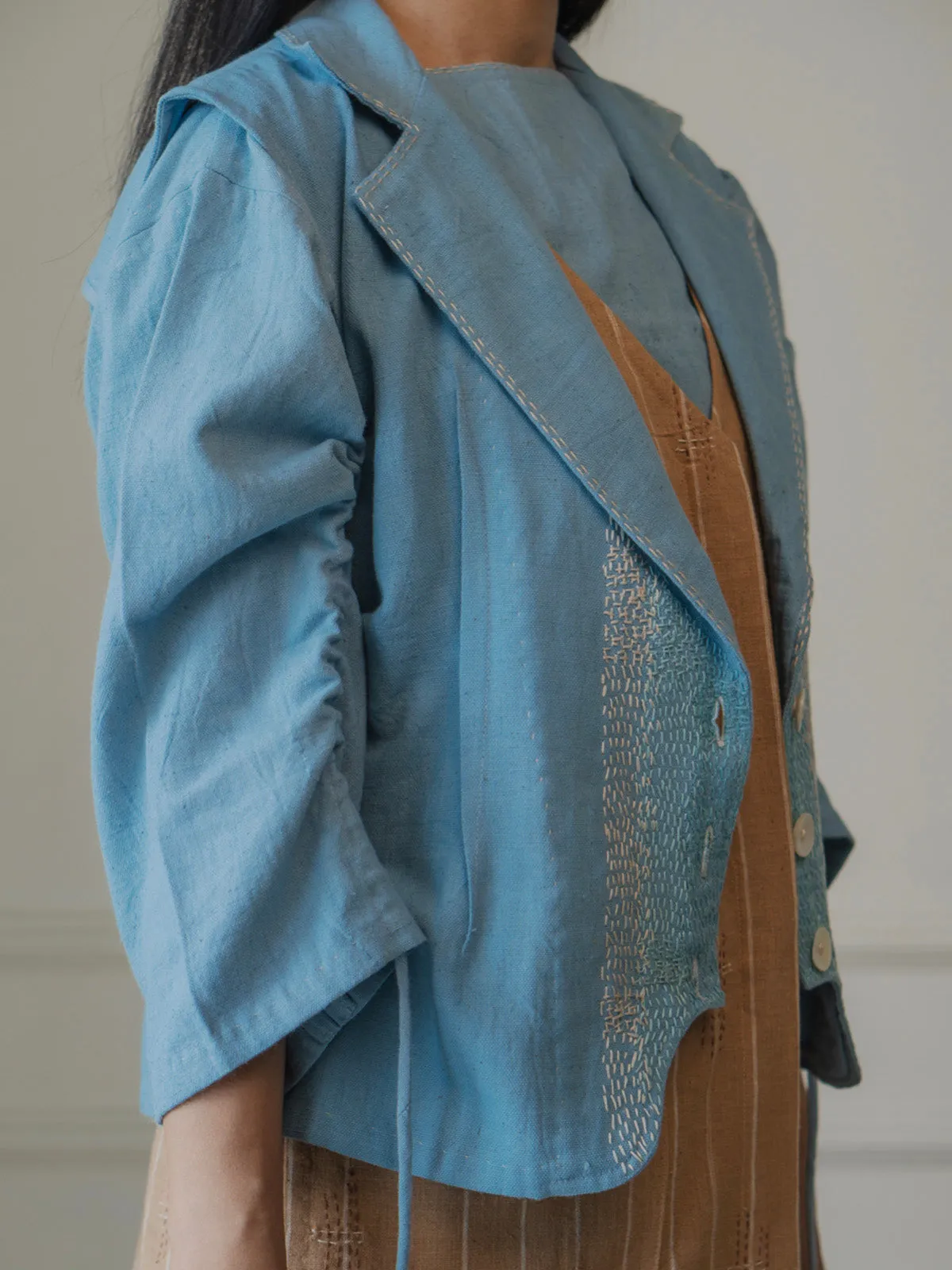 Materiality Cropped Jacket Blue