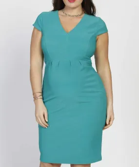 Maternity Zipper Nursing Party Dress with Zipper Opening - Jade Green