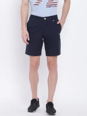 Men Casual Printed Navy Blue Chinos Shorts