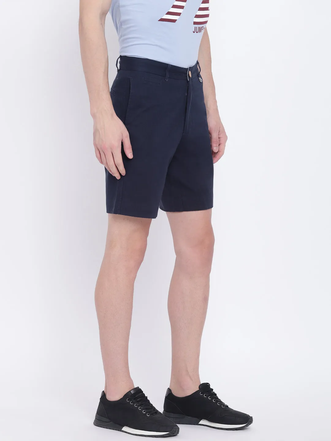 Men Casual Printed Navy Blue Chinos Shorts