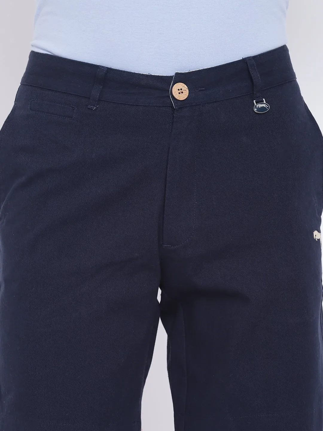 Men Casual Printed Navy Blue Chinos Shorts