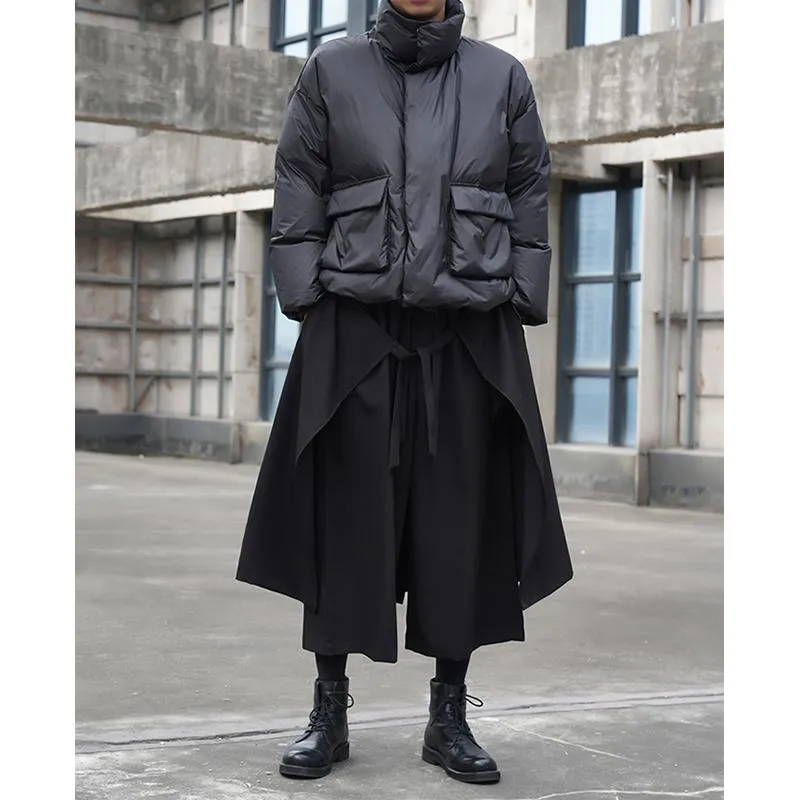 Men Japanese Dark Casual Loose Wide-leg Cropped Culottes