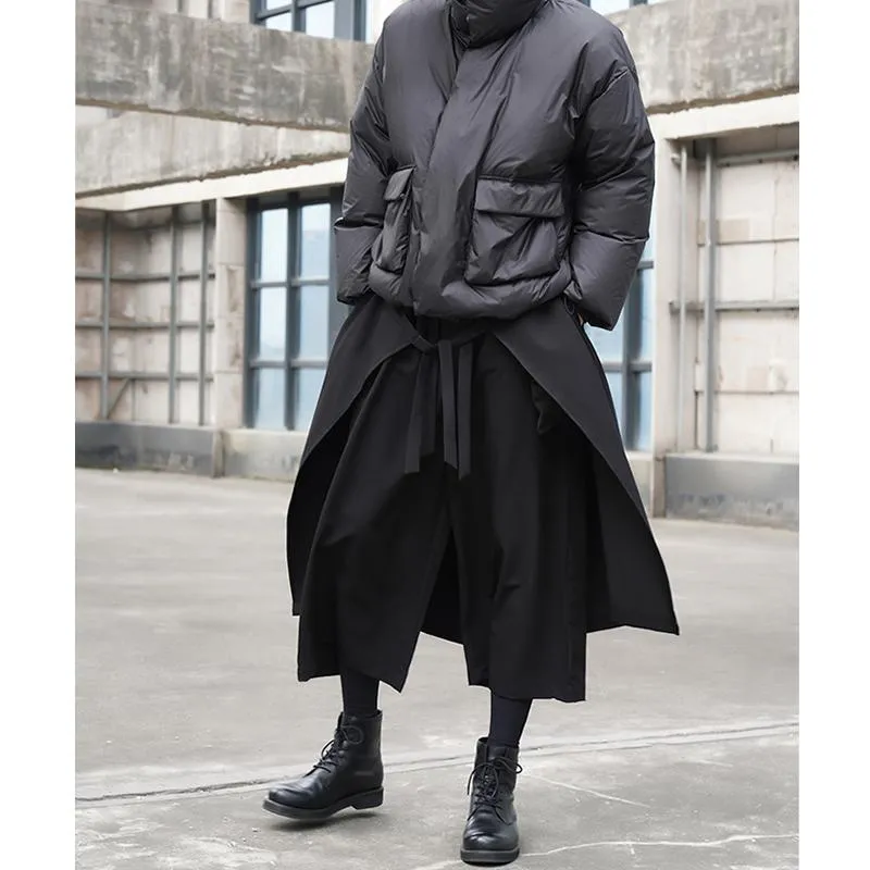 Men Japanese Dark Casual Loose Wide-leg Cropped Culottes